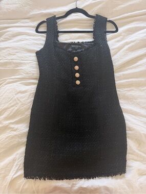 Generation love Tweed Sleeveless Mini Dress with Button Detail